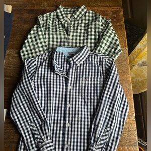 Boys Crewcuts Checkered Shirts - Green and Blue Sz 7